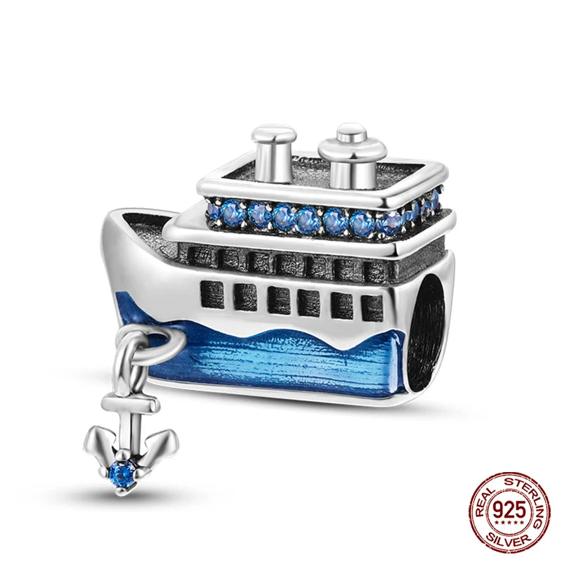 Ocean Series - Original Genuine 925 Sterling Silver Turtle Crab Mermaid Charm Beads Suitable for 3mm Bracelet DIY Making Pendant