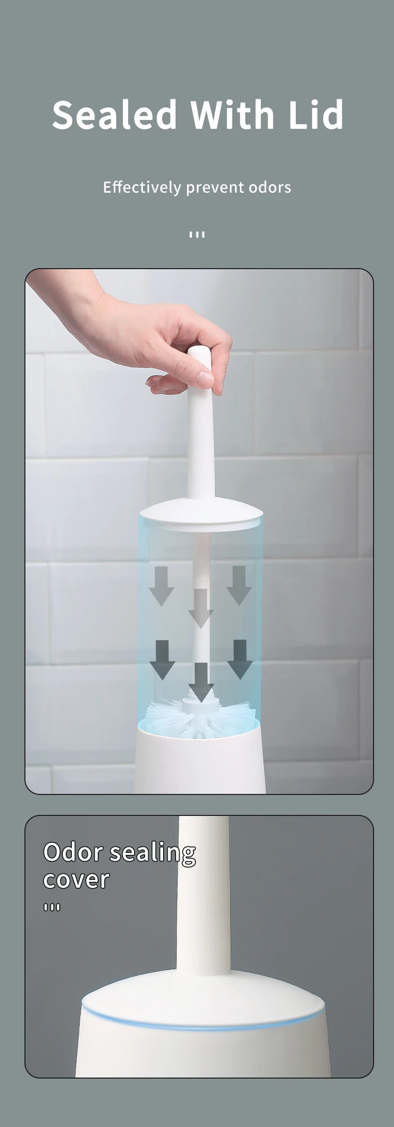WORTHBUY Cepillo de inodoro de plástico con base de pie, mango largo, cepillo de limpieza para inodoro, accesorios de baño, herramientas de limpieza