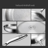German Titanium Steel Frying Pan Uncoated Non Stick Pan Fish Scale Hammer Pattern Household Steak Frying Pan Kitchen Cookware