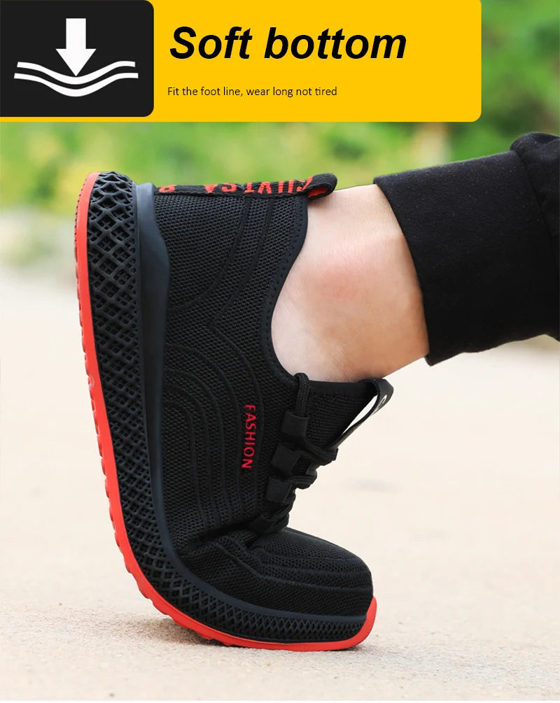 Manlegu Air Mesh Steel Toe Work Shoes Breathable Working Shoes Women Man Safety Shoes Lightweight Puncture-Proof Safety Boots