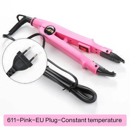 Ferramenta profissional de extensão de cabelo, conector de ferro de calor de fusão, ferramenta de fusão de temperatura ajustável, plugue reino unido/eua/ue