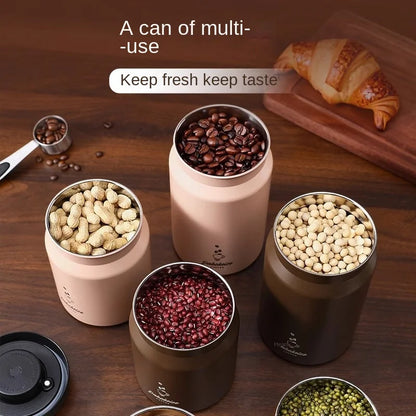 316 Stainless Steel Vacuum Coffee Storage Container Airtight Light-proof Tea Spice Food Storage Jar Kitchen Tool