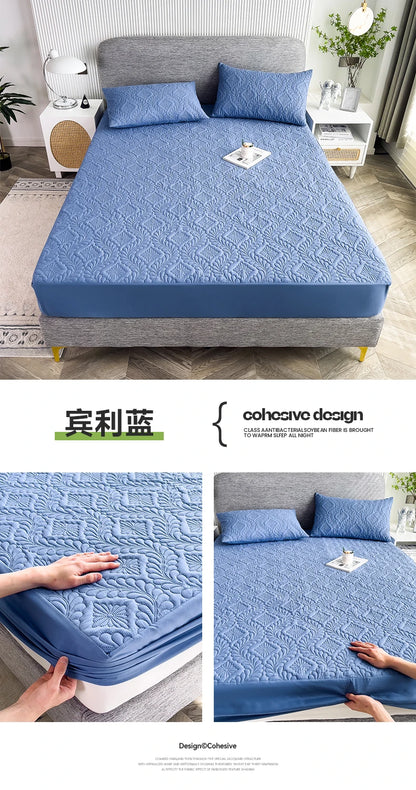 Waterproof Mattress Protector Thicken Fitted Bed Sheet Breathable & Noiseless Mattress Pad for Twin/Double/Queen/King Size Beds