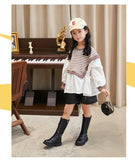Girls Long Boots Children Knee-High Fashion Motorcycle Boots Rubber Soft Platform for Princess Kids High Boots Classic Winter