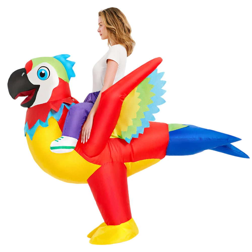 Adult Rooster Inflatable Costume Funny Unicorn Elk Animals Inflatable Suit Halloween Carnival Half Body Blow Up Suit for Cosplay