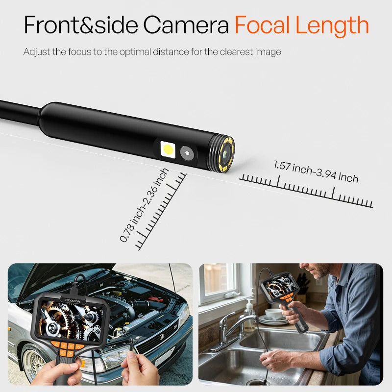 5'' IPS Screen Handheld Endoscope Car Inspection Borescope Video Camera Single Dual Triple Autofocus Lens USB Probe Waterproof