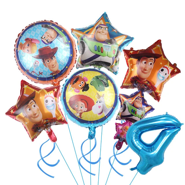 Decoración de Toy Story para niños, recuerdos de fiesta, platos, cielo azul, nubes blancas, globos, cumpleaños, baby shower, niñas, artículos de fiesta 