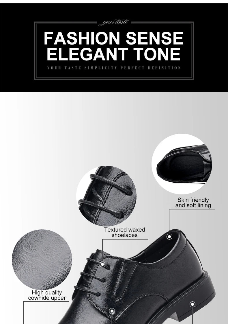 3/6/8 CM Elevator Shoes Men Dress Shoes Black Soft Leather Men Heightening Formal Shoes Casual Business Men Oxfords Suit Shoes