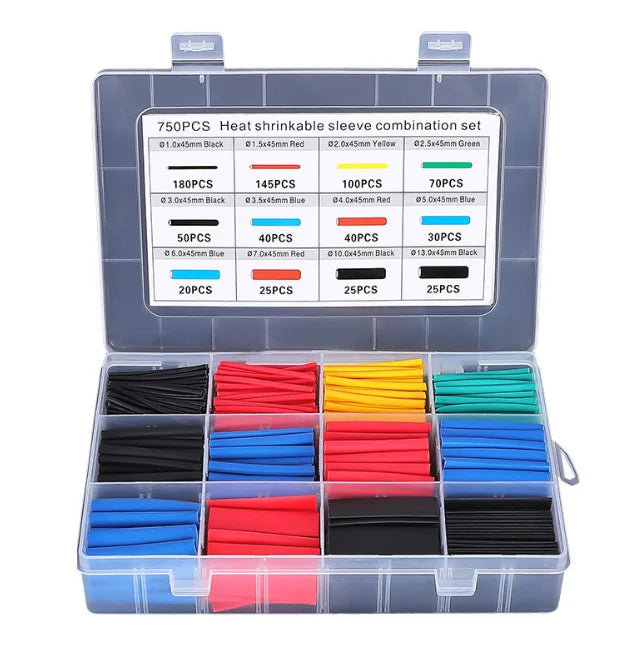 127-750pcs Heat-shrink Tubing Heat-resistant Tube Heat Shrink Wrap Kit Electrical Connection Wire Cable Insulation Sleeving