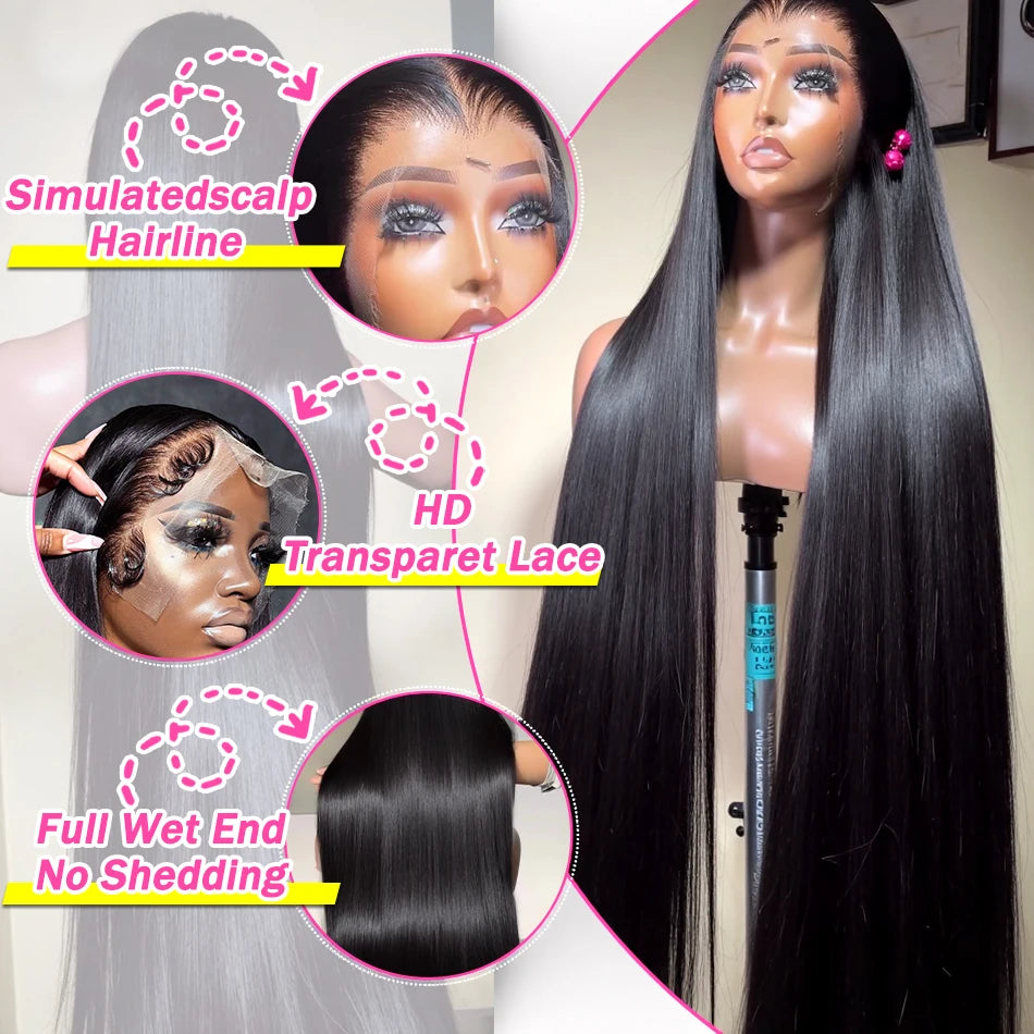 Peruca lace frontal cabelo humano liso hd - Densidade 250%