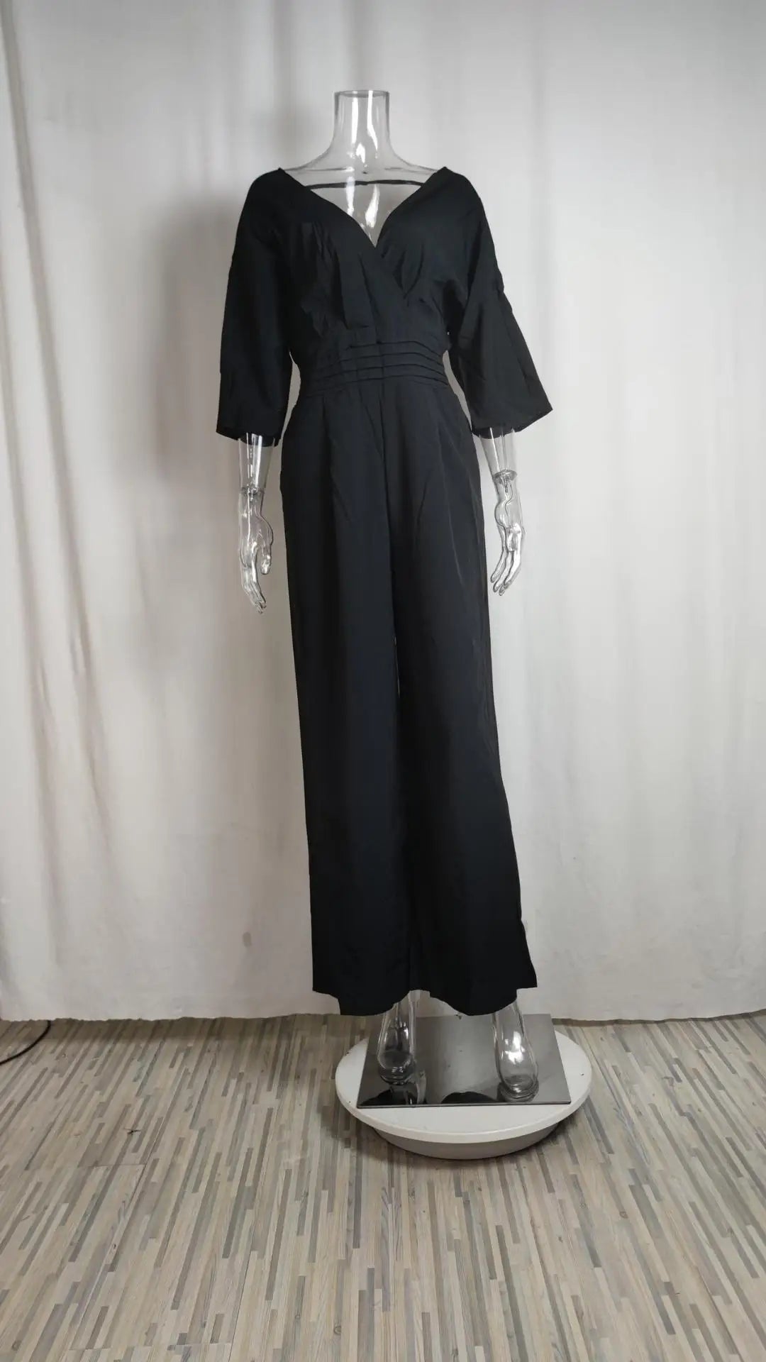 Solid Color Jumpsuits For Woman Jumpsuit Women's Clothing Temperament Simple Style Casual V-link Loose Tighten The Waist Elegant