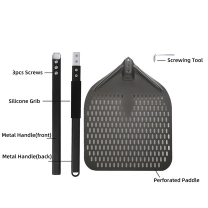 6&12 13 14  Inch Pizza Perforated Shovel Paddle Pizza Oven Turning Peel Hard  Anodized Pizza  Baking Kitchen Tool Spatula