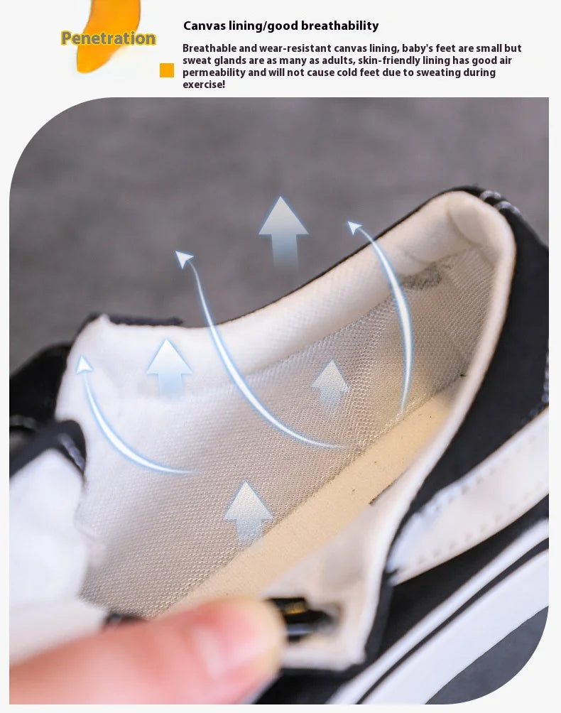 Children's Canvas Shoes Boys Board Shoes New Net Red Low Gang Middle and Large Children Baby Girls Board Shoes Parent-Child Shoe
