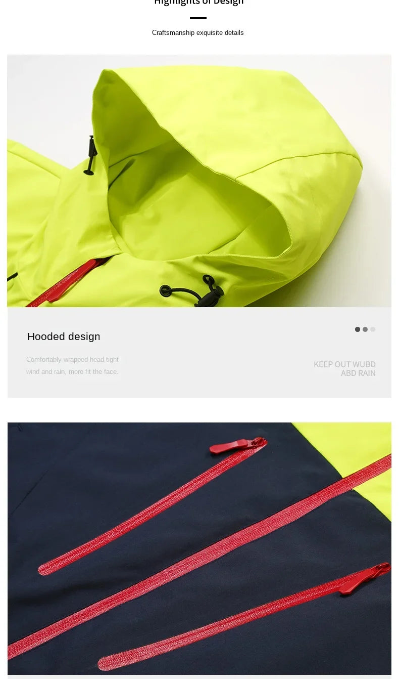 Spring Autumn Men's Windbreaker Fashion Outdoor Mountaineering Travel Windproof Waterproof Hooded Jacket Slim Fit Versatile Coat