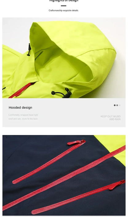 Spring Autumn Men's Windbreaker Fashion Outdoor Mountaineering Travel Windproof Waterproof Hooded Jacket Slim Fit Versatile Coat