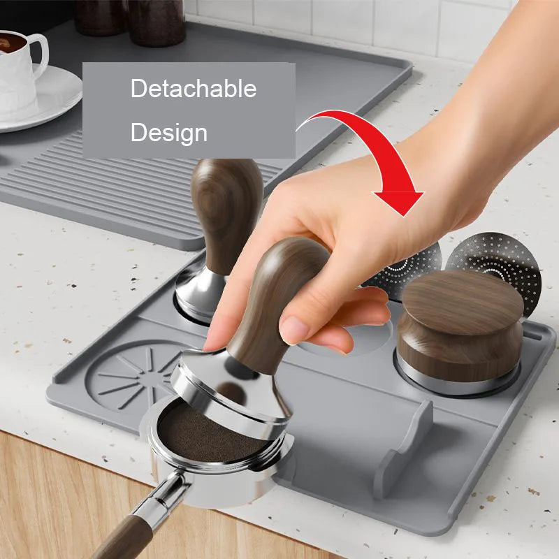 Home Coffee Machine Table Mat Anti-slip Silicone Coffee Mat Tamper Holder Station Cup Drainer Barista Coffee Accessories