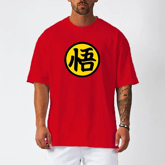 Oversized Loose Dropped Shoulder Short Sleeved Shirt Mesh Breathable Quick Dry T-shirt Gym Bodybuilding Fitness Men's Clothing