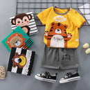 New Boys Summer Clothing Set Full Bear Print Cotton Short Sleeve T-shirts and Shorts 2PCS Breathable Outfit For Girls