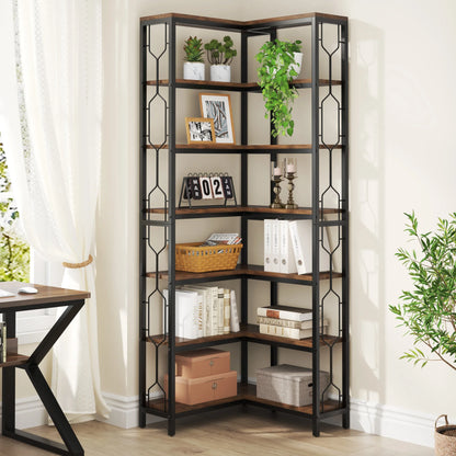 Tribesigns 7-Shelf Corner Bookshelf,Large Modern Corner Bookcase, 7-Tier Tall Corner Shelf Storage Display Rack with Metal Frame