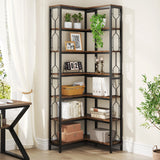 Tribesigns 7-Shelf Corner Bookshelf,Large Modern Corner Bookcase, 7-Tier Tall Corner Shelf Storage Display Rack with Metal Frame