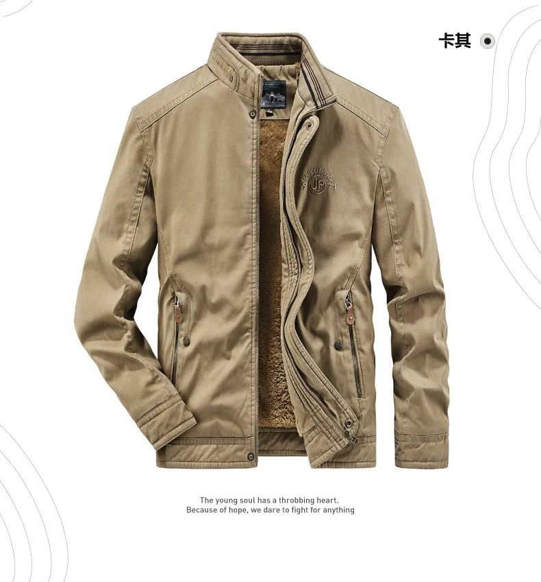Vintage Thick Wool Parka Men's New 2024 Winter Washed Cotton Fleece-lined Warm Work Jacket Outdoor Camping Hunting Velvet Coats