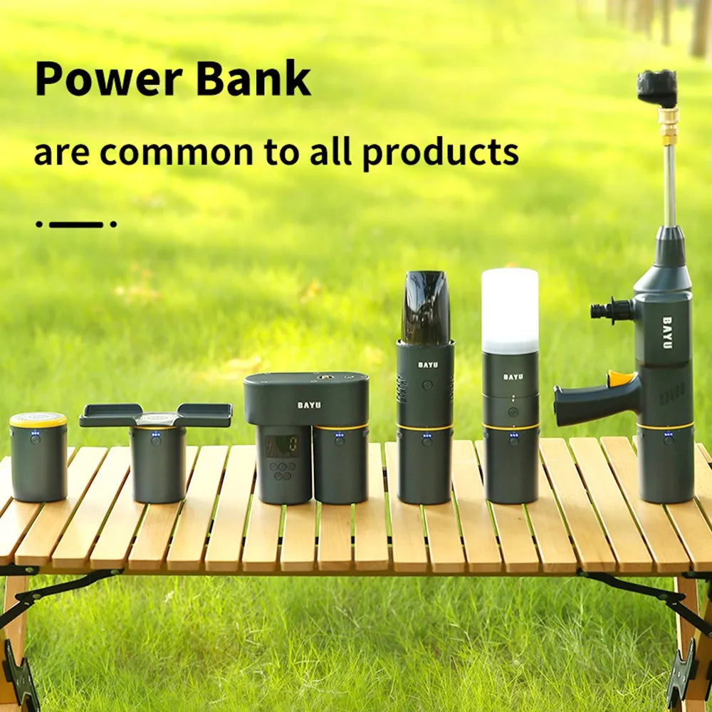 BAYU Auto Outdoor Smart Kit (19200mah Power Bank, Tire Inflator, Vacuum Cleaner, Car Washer, Flashlight, Mobile Phone Holder)
