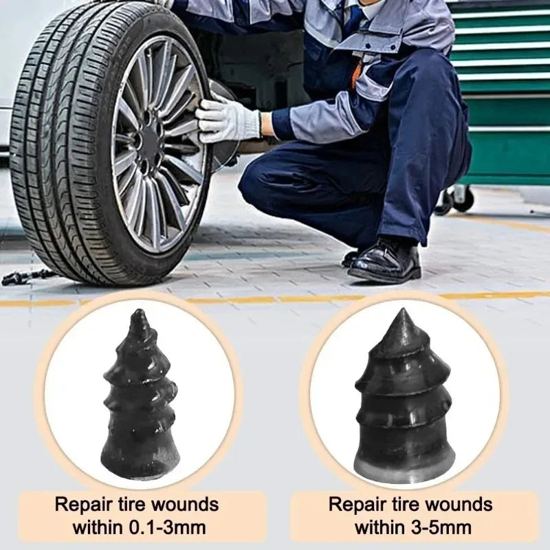 Pneus Puncture Repair Rubber para carro, motocicleta, scooter, bicicleta, reparo de pneus a vácuo, Metal Nail Set, acessórios de pneus de carro