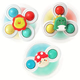 Baby Spinning Suction Cup Hand-Eye Coordination Educational Training Bath and Travel Toy Birthday and Christmas Gift 3pcs 