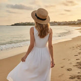 High Quality Flat Top Boater Sun Hat Straw Hat For Men & Women Summer Travel & Beach With Wide Brim UV Protection