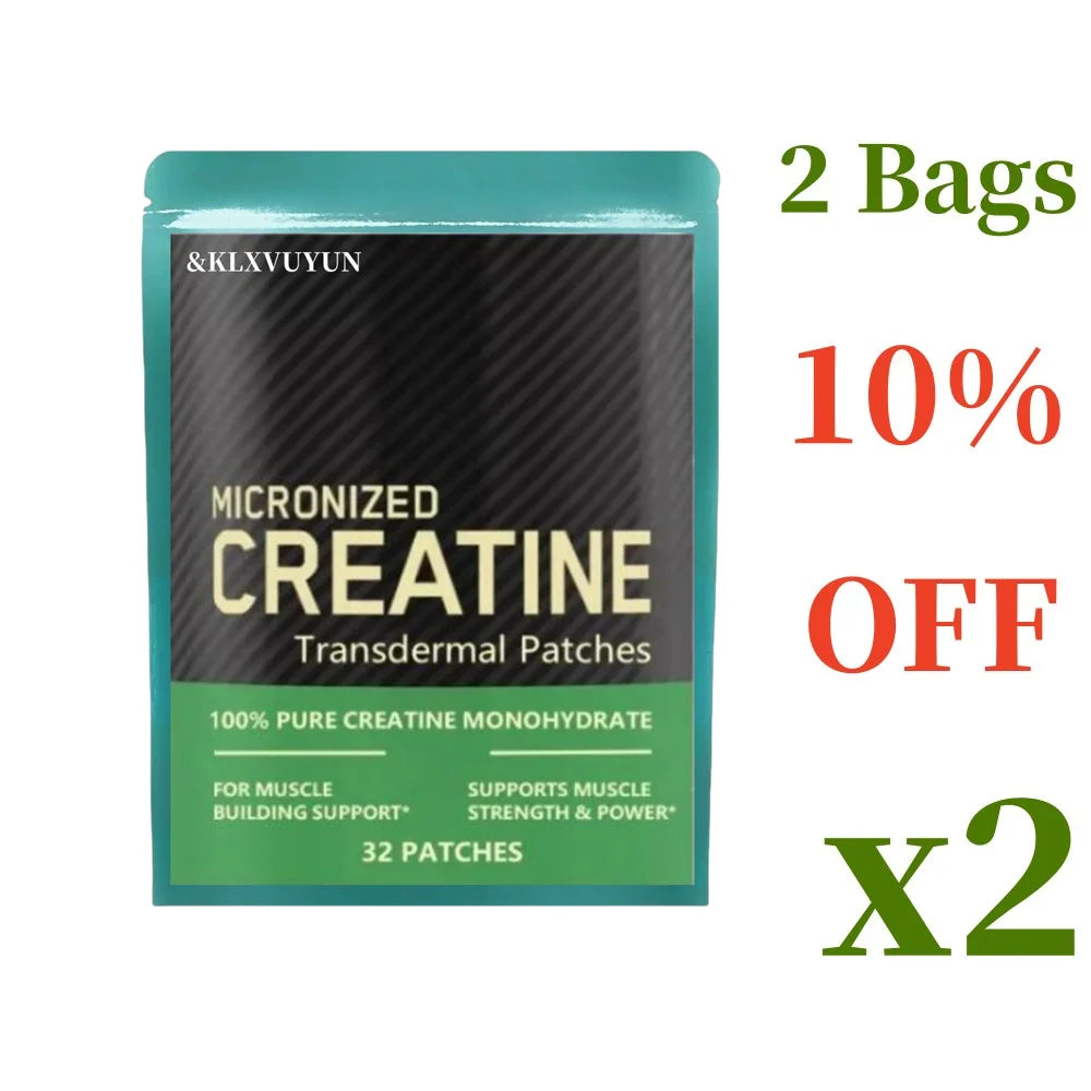 Creatine Monohydrate Transdermal Patches- Support Muscles, Cellular Energy and Cognitive Function - 32 Patches/bag