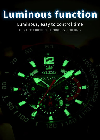 OLEVS 9936 Men's Watch Original Brand Quartz Wristwatch Waterproof Luminous Watches For Men Stylish Design with Silicone Strap