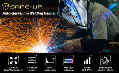 Welding Mask 1/1/1/1 Auto Darkening Welding Helmet 100x97mm Large View TRUE Color 4 Sensors for MIG MAG MMA Welder Machine