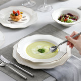 MALACASA LOTUS 16/32-Piece Nordic European White Porcelain Tableware Set with Bowl, Dinner, Dessert & Soup Plate Set for 4/8
