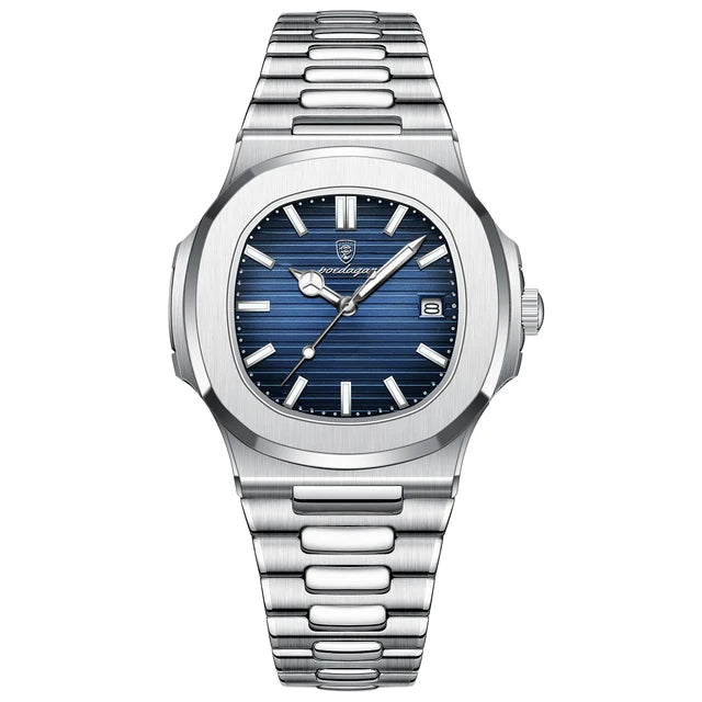 Poedagar-2022 New Luxury Quartz Watch Men Business Waterproof Watches Male Luminous Date Stainless Steel Square Watch 