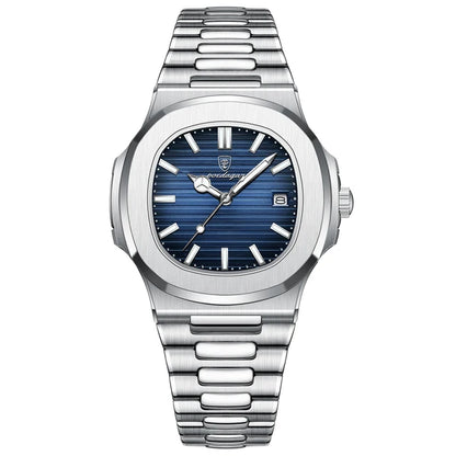 Poedagar-2022 New Luxury Quartz Watch Men Business Waterproof Watches Male Luminous Date Stainless Steel Square Watch 