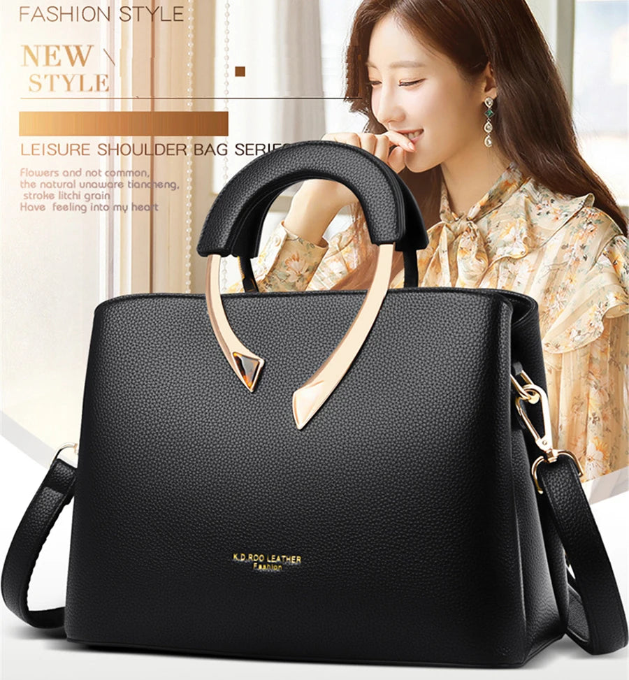2026 New Style Crossbody Bag Medium Mom Bag Lychee Pattern Large Soft PU Zipper Closure Daily Use Fashionable Ladies Handbag Sac
