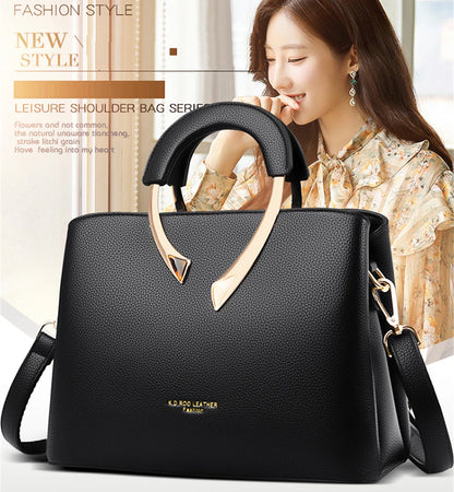 2026 New Style Crossbody Bag Medium Mom Bag Lychee Pattern Large Soft PU Zipper Closure Daily Use Fashionable Ladies Handbag Sac