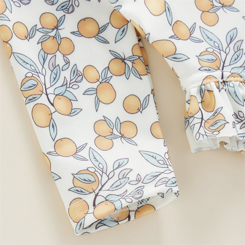 Kids Baby Girl Summer Swimwear Floral Print Backless Ruffles Long Sleeve Bodysuit Bathing Suit Girls Beachwear 0-4 Years