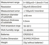 Yunombo Digital Backlight LCD Film Thickness Meter Car Paint Thickness Tester Coating Thickness Gauge New Version YNB-100S