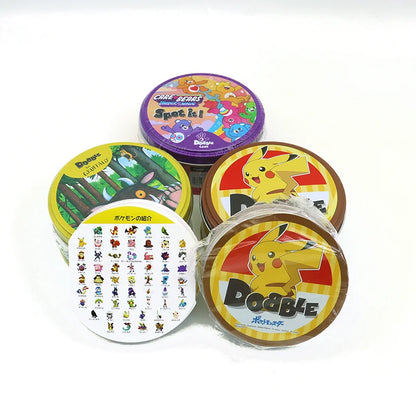 Spot It Cards Game Dobble Juego Pokemon Pikachu with Metal Box One Piece Doraemon Friends Party Jr Hip Board Game for Kids Gifts