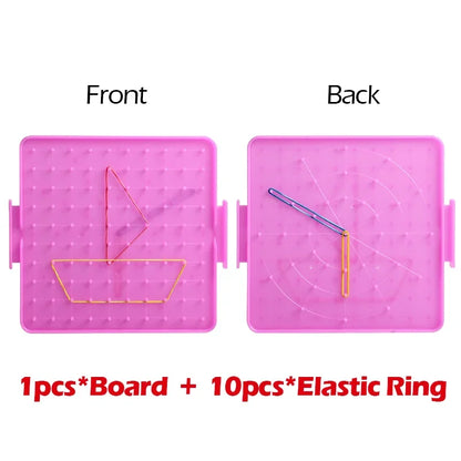 Montessori Baby Creative Toy Graphics Rubber Tie Nail Boards Childhood Geometry Education Preschool Kids Puzzle Game Toy 14cm