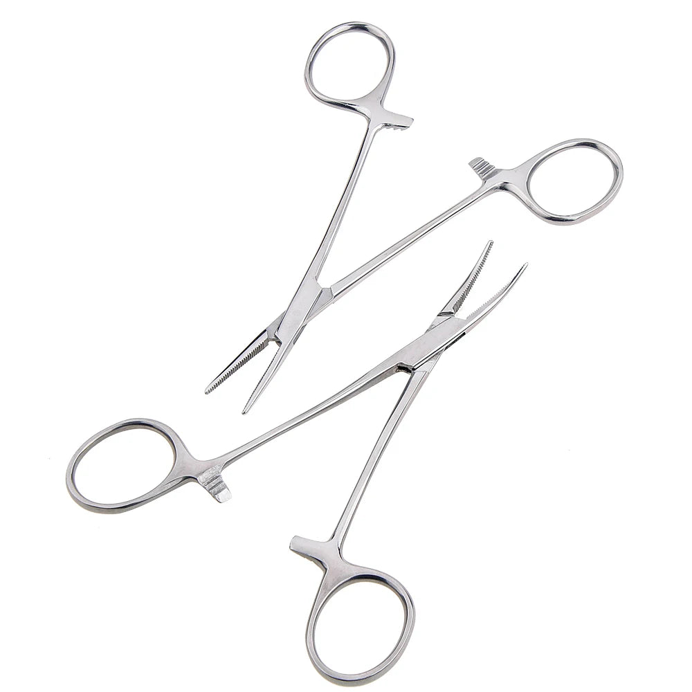 Herramienta manual de 12,5 x 16 x 18 cm, pinzas hemostáticas para pelo de mascotas, alicates de pesca, herramientas de depilación, herramienta de corte con punta curva/recta.