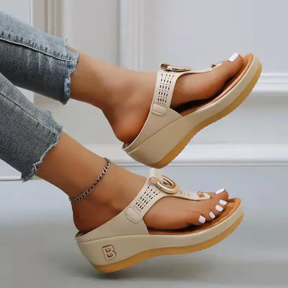 Women New Summer Sandals Open Toe Beach Shoes Flip Flops Wedges Comfortable Slippers Cute Sandals  Femme Plu Size 35~43