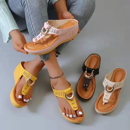Women New Summer Sandals Open Toe Beach Shoes Flip Flops Wedges Comfortable Slippers Cute Sandals Plu Size Chaussure Femme