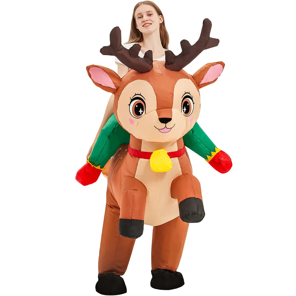 Adult Rooster Inflatable Costume Funny Unicorn Elk Animals Inflatable Suit Halloween Carnival Half Body Blow Up Suit for Cosplay