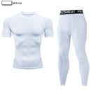 Traje deportivo de compresión para hombre, conjunto deportivo ajustado de yoga, entrenamiento en gimnasio, jogging, ropa deportiva MMA, pantalones de entrenamiento, traje deportivo (2 piezas) 
