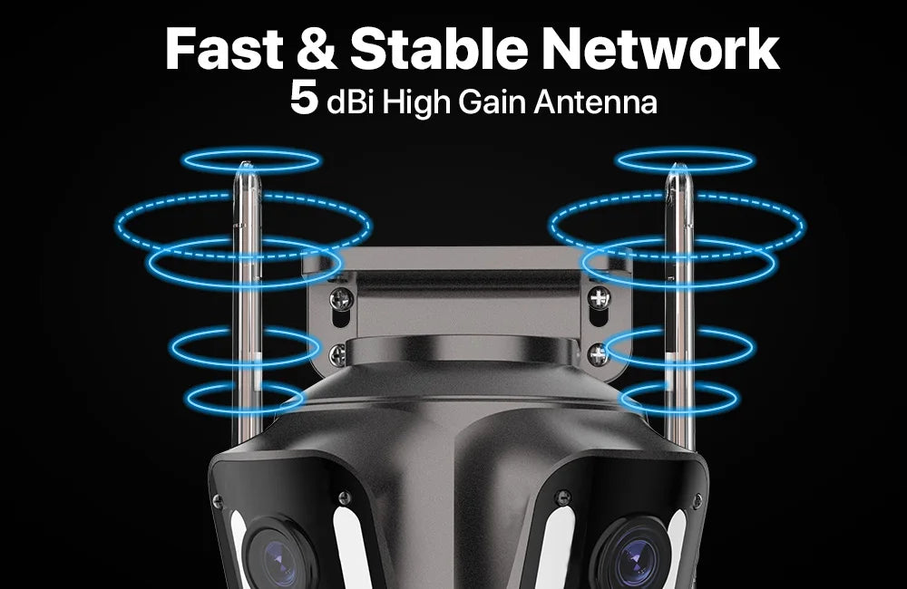 Three Screen WIFI IP Camera Outdoor 4K Dual Lens PTZ Camera Ai Human Detection IP66 Waterproof CCTV Video Security Camera iCsee