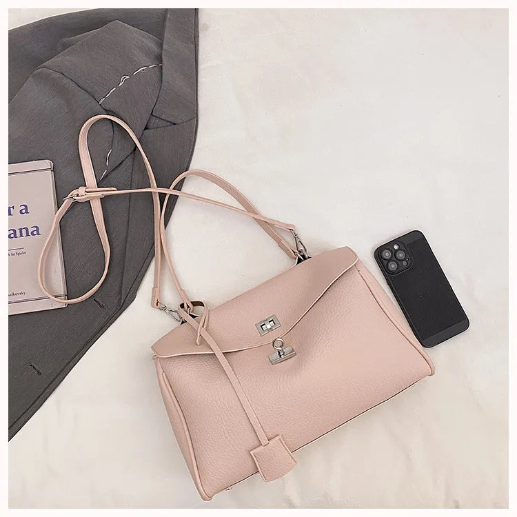 Casual Large Capacity Lychee Pattern Single Shoulder Slant Cross Bag Versatile Underarm Bag Simple Stylish Tote Bag