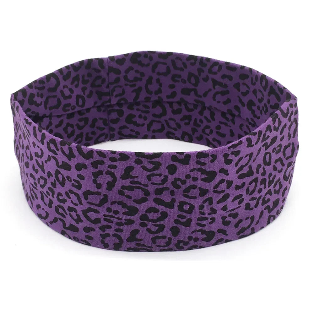 Fashion Leopard Print Sports Headband Yoga Headband Women's Fitness Elastic Cotton Sweat-Absorbing Headscarf Athletic Headwear