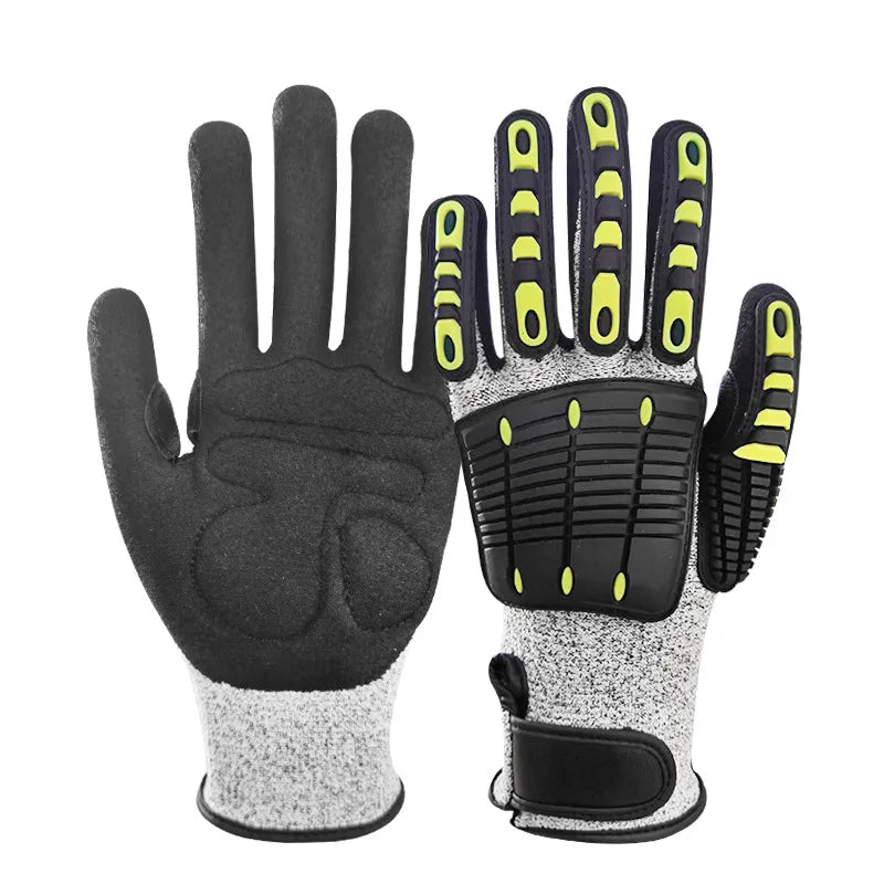 Guantes mecánicos anticorte TPR, antivibración, antigolpes, anticolisión, para ciclismo al aire libre, guantes de seguridad de rescate